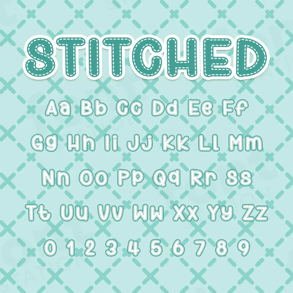 Stitched Font Sewing Font Instant Download